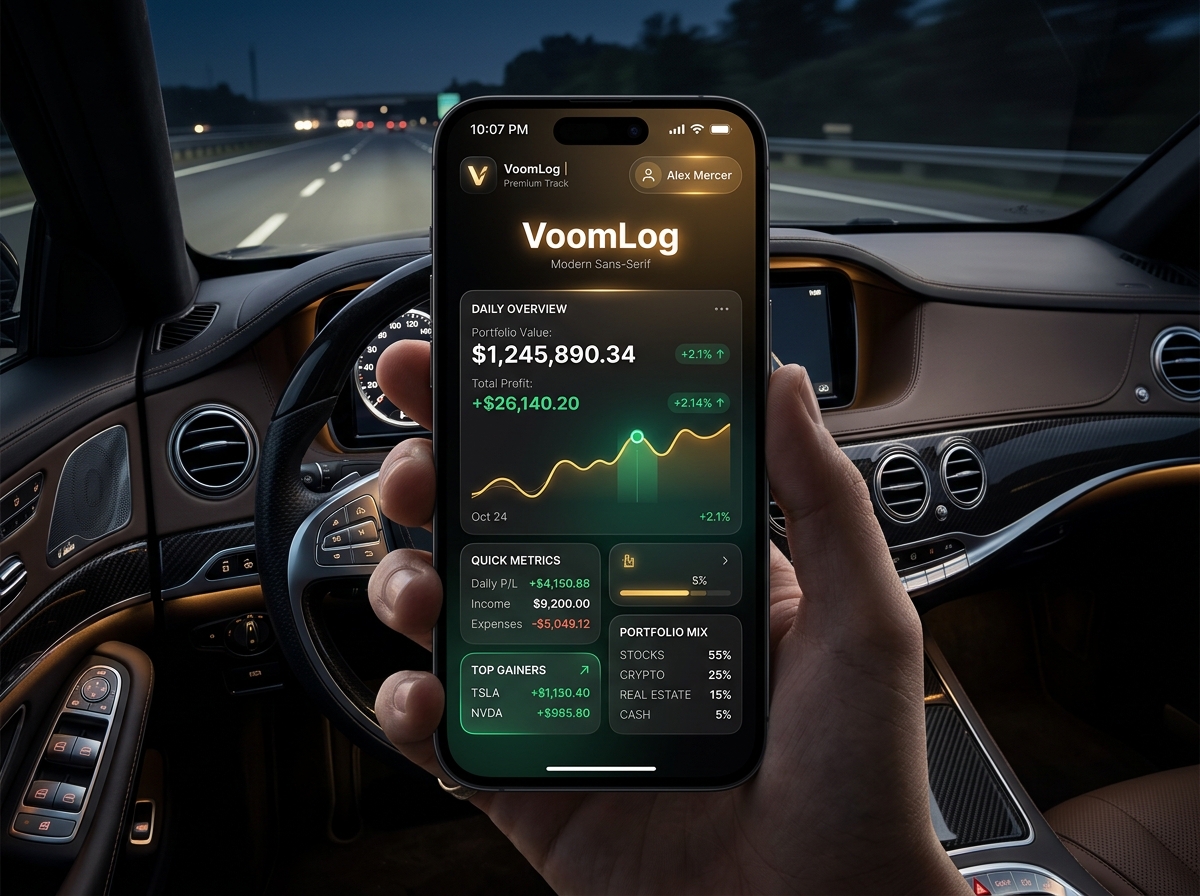 VOOMLOG App Interface Showcase